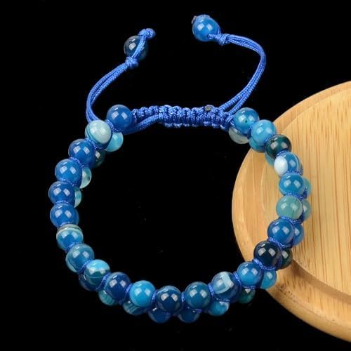 MASSIVE BEADS Natural Chakra Healing Power Crystals Macrame Bracelet Yoga Double Layer Stone Beads Gemstone Meditation Relax Anxiety Bangle for Unisex Women Men