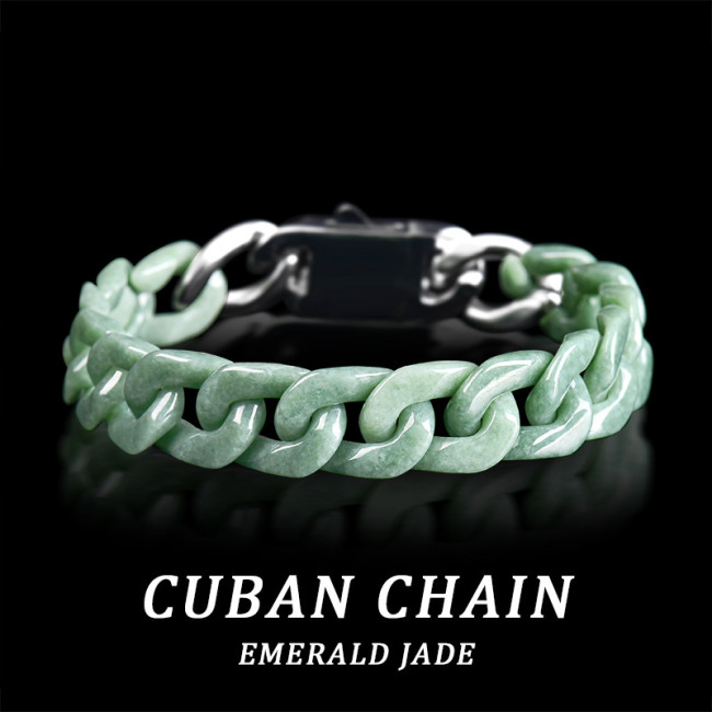 Wholesale genuine natural jadeite Cuban chain jadeite bracelet, hip-hop trendy and personalized jadeite bracelet SL139/SL140