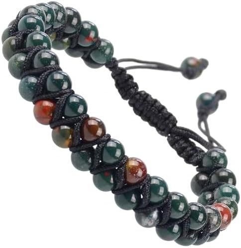 MASSIVE BEADS Natural Chakra Healing Power Crystals Macrame Bracelet Yoga Double Layer Stone Beads Gemstone Meditation Relax Anxiety Bangle for Unisex Women Men