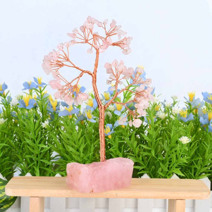 Wholesale small amethyst rose quartz jade base, natural crystal gravel tree decorative carving, laser Christmas gift, love witness small gift