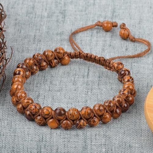 MASSIVE BEADS Natural Chakra Healing Power Crystals Macrame Bracelet Yoga Double Layer Stone Beads Gemstone Meditation Relax Anxiety Bangle for Unisex Women Men