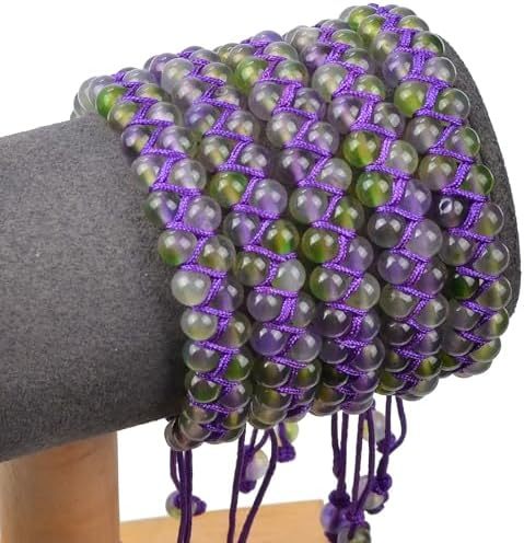 MASSIVE BEADS Natural Chakra Healing Power Crystals Macrame Bracelet Yoga Double Layer Stone Beads Gemstone Meditation Relax Anxiety Bangle for Unisex Women Men