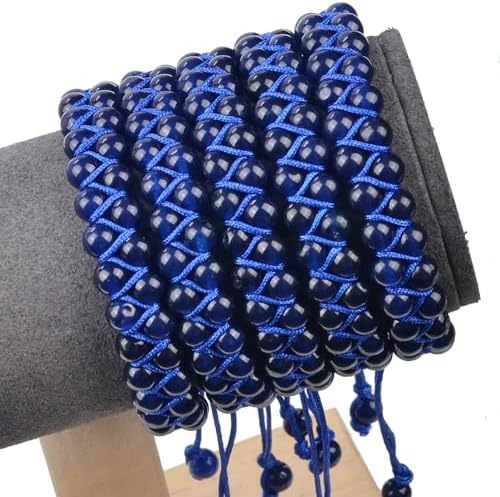 MASSIVE BEADS Natural Chakra Healing Power Crystals Macrame Bracelet Yoga Double Layer Stone Beads Gemstone Meditation Relax Anxiety Bangle for Unisex Women Men