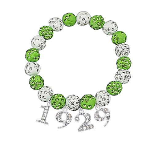 Low price wholesale of exquisite green and white tone crystal beaded social utensils and accessories Iota Phi Lambda 1929 bracelets