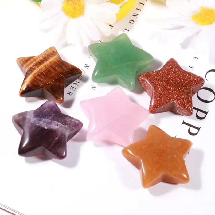 Charming hand-carved natural quartz crystal healing stone big star non-porous crystal handicraft jewelry