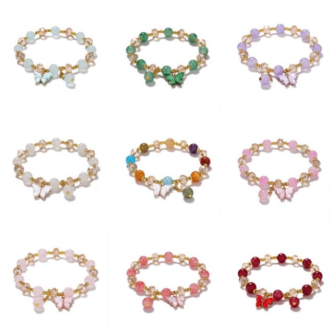 New product adjustable butterfly charm crystal glass bracelet for girls and girls with beads bracelet jewelry