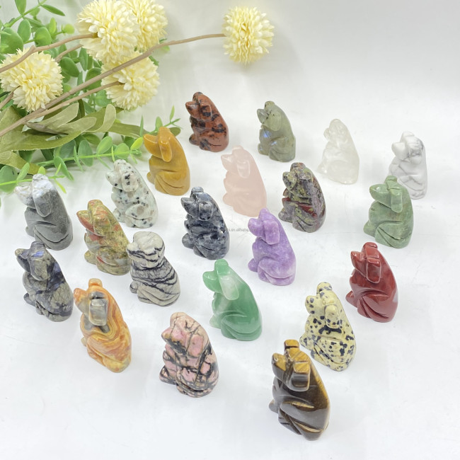 Wholesale 1.5-inch small animal style, hand-carved crystal handicrafts of various materials for dog gifts and crystal ornaments