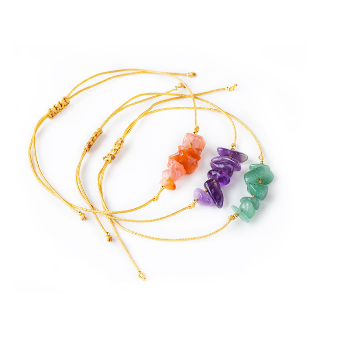 Wholesale natural quartz crystal healing irregular amethyst fragment gravel bracelets