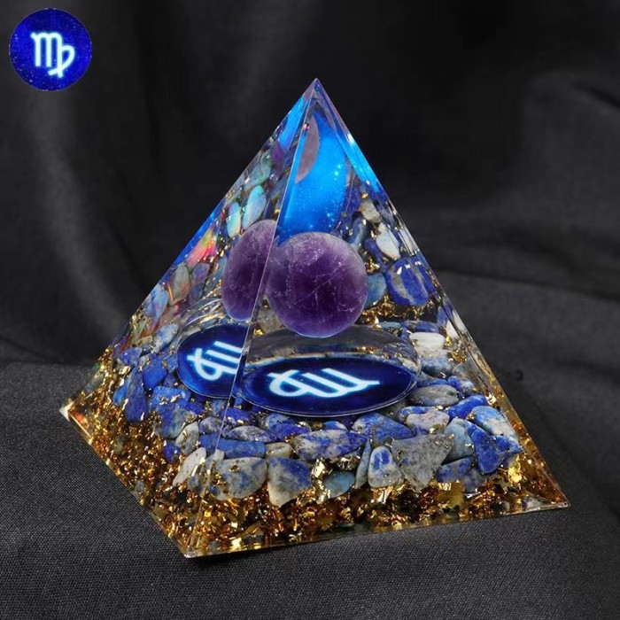 Wholesale crystal energy Orgonite pyramids, 12 constellations, Orgone pyramids, healing stone handicrafts and crystals