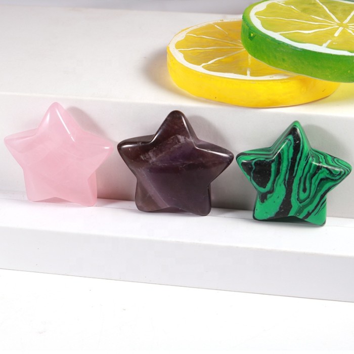 Charming hand-carved natural quartz crystal healing stone big star non-porous crystal handicraft jewelry