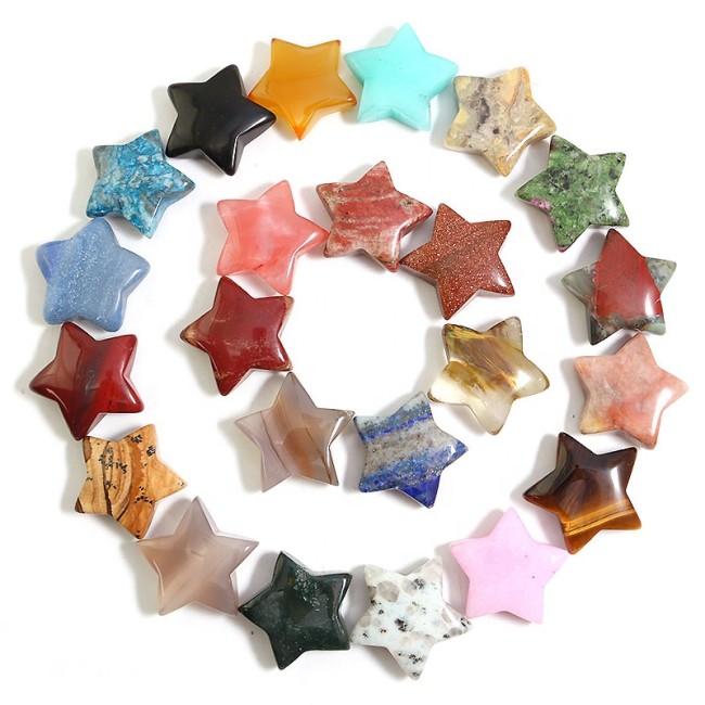 Charming hand-carved natural quartz crystal healing stone big star non-porous crystal handicraft jewelry