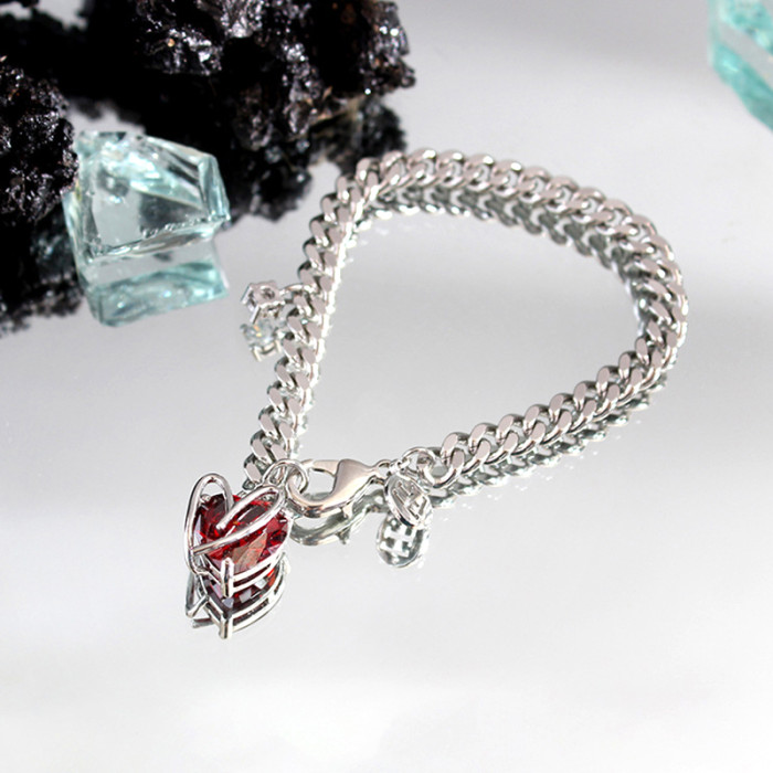 Women's heart-shaped crystal bracelet, charming loose crystal bracelet