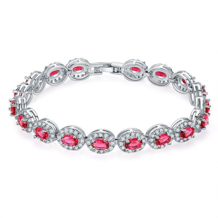 Chilled crystal straight pull tennis bracelet, geometric retro shiny large water drop shape, blue diamon-like bracelet for women