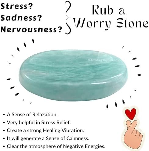 Green Jade Aventurine Worry Stone Crystals and Healing Stones - Worry Stones for Stress Relief Gifts - Piedra Crystal Fidget for Meditation - Unique Stocking Stuffers and Birthday Gifts for Women, Men