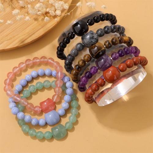 Energy cute protective elastic stone beaded bracelet, natural 8mm amethyst, money attractive cat bracelet. Good luck to you