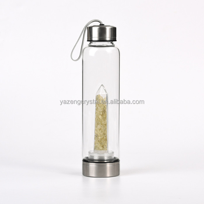 New creative crystal water bottle, quartz plate dot glass untoppleable doll water cup, purple crystal tower healing stone folk handicraft gift