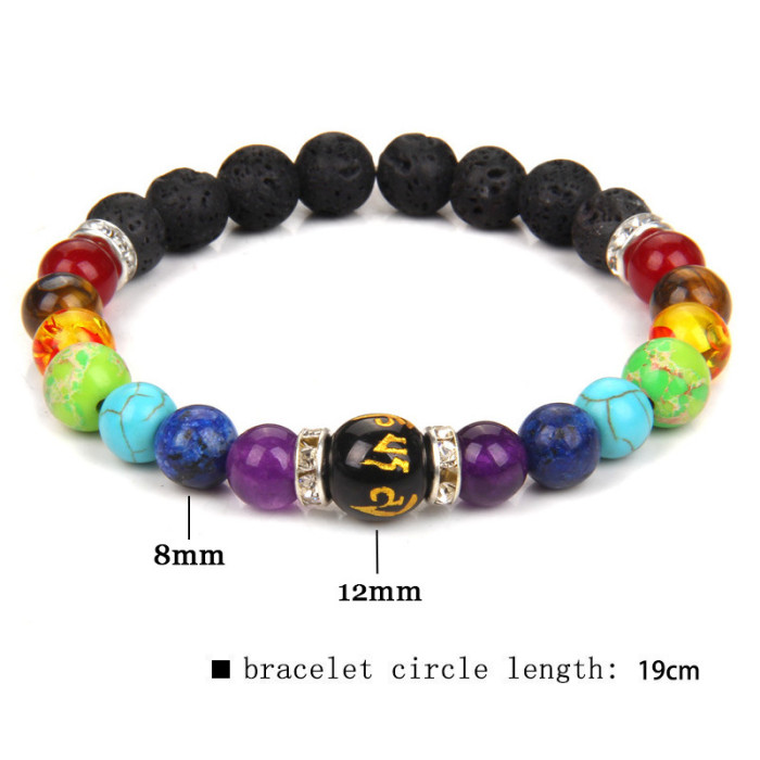 New 7-chakra gift men's and women's natural crystal anxiety healing jewelry Mandala yoga meditation bracelet