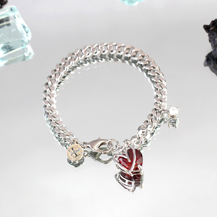 Women's heart-shaped crystal bracelet, charming loose crystal bracelet