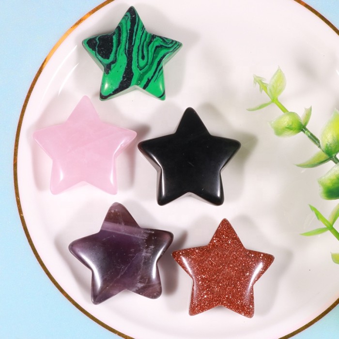 Charming hand-carved natural quartz crystal healing stone big star non-porous crystal handicraft jewelry