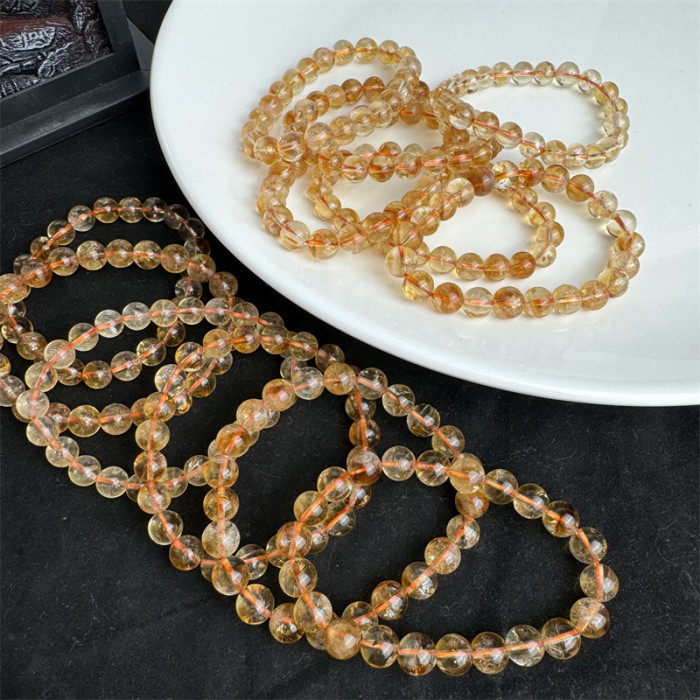 Wholesale 8mm Reiki energy yellow crystal beads healing crystal yellow crystal bracelet jewelry