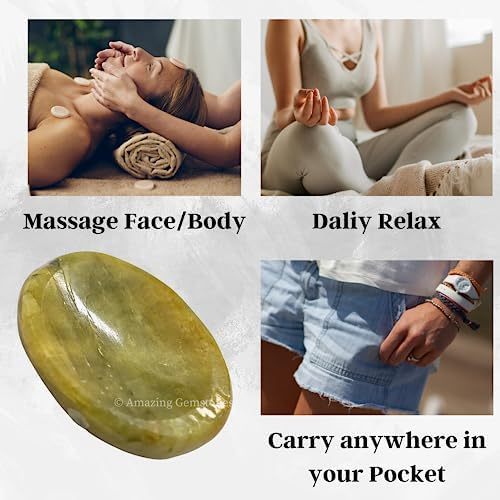 Green Jade Aventurine Worry Stone Crystals and Healing Stones - Worry Stones for Stress Relief Gifts - Piedra Crystal Fidget for Meditation - Unique Stocking Stuffers and Birthday Gifts for Women, Men
