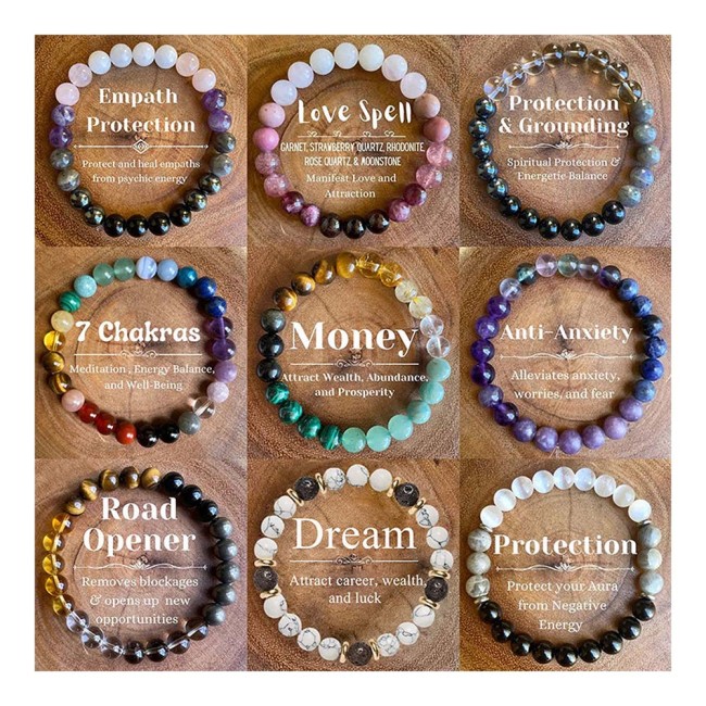 Natural stone, quartz, healing crystal, elastic beaded bracelets, wealth, money, jewelry, men's and women's gifts