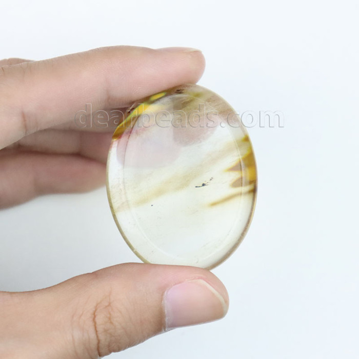 Natural gemstone quartz, palm carving handicraft frosted quartz 45x35x8MM