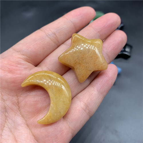 Wholesale natural stone, crystal carving handicrafts, obsidian collectibles and mineral ornaments in the shape of stars and moons