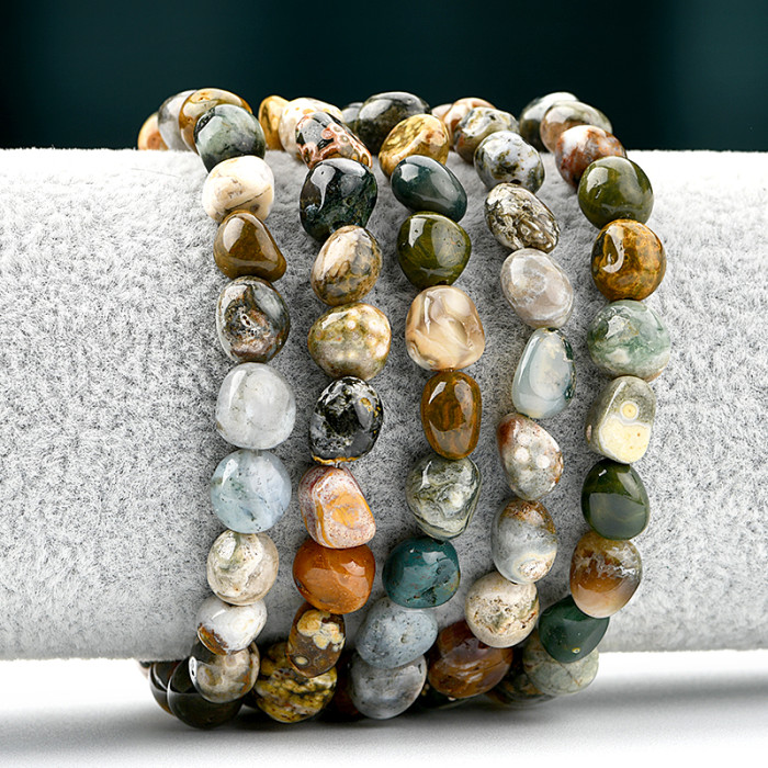 Natural genuine Marine jadeite therapeutic crystal, natural Marine jadeite rolling block bracelet, jewelry, ladies and men's gifts