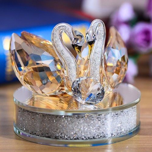 DIY transparent pure home decoration crystal, white swan crystal sculpture, wedding decoration, gift, souvenir and handicraft