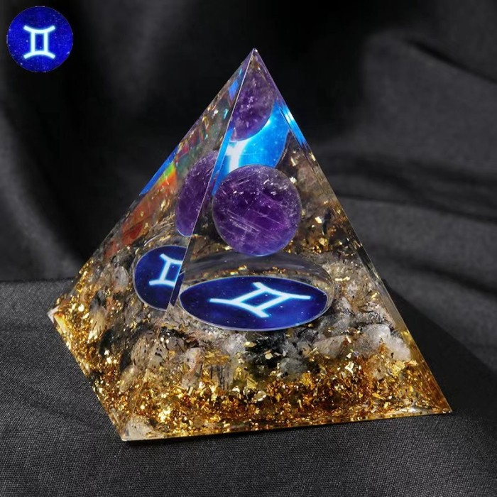 Wholesale crystal energy Orgonite pyramids, 12 constellations, Orgone pyramids, healing stone handicrafts and crystals