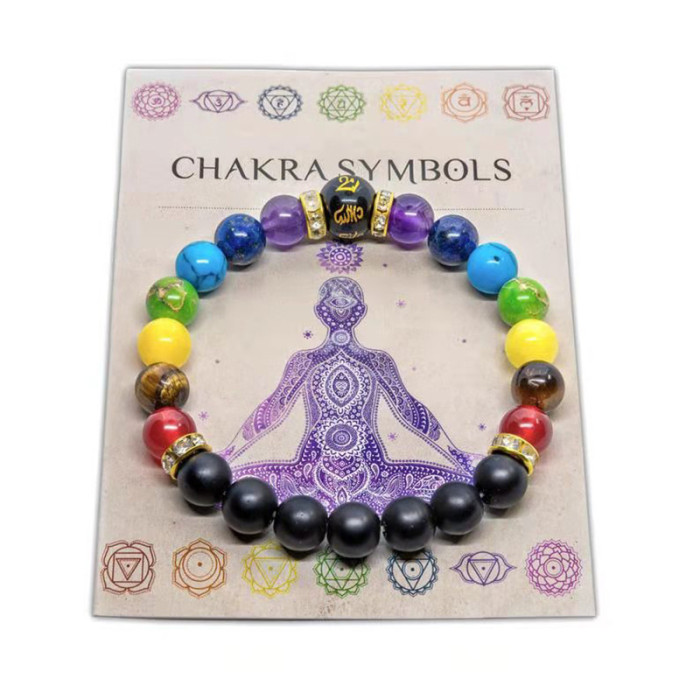 New 7-chakra gift men's and women's natural crystal anxiety healing jewelry Mandala yoga meditation bracelet