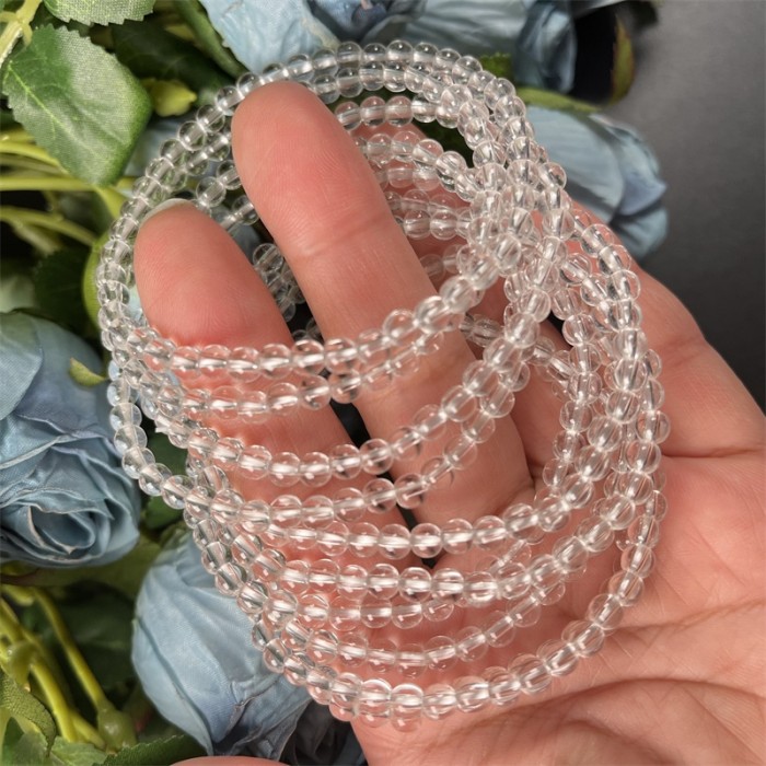 6mm Crystal Bead Natural Healing Stone Clear Quartz Sunstone Bracelet for Healing