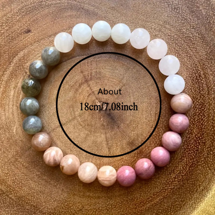 Couple gifts: Natural stone handcrafted beaded bracelets, healing crystal moonstone powder quartz bracelets, good luck jewelry gifts