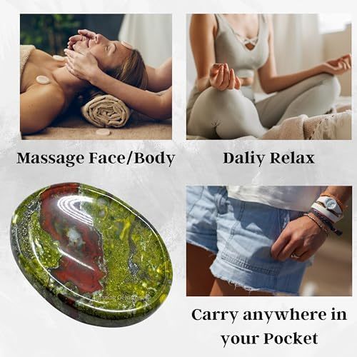 Green Jade Aventurine Worry Stone Crystals and Healing Stones - Worry Stones for Stress Relief Gifts - Piedra Crystal Fidget for Meditation - Unique Stocking Stuffers and Birthday Gifts for Women, Men