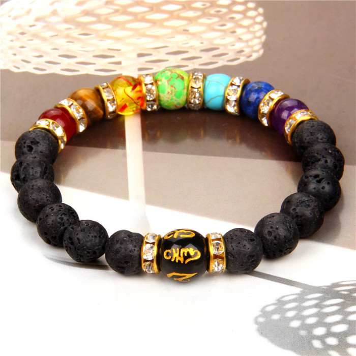 New 7-chakra gift men's and women's natural crystal anxiety healing jewelry Mandala yoga meditation bracelet