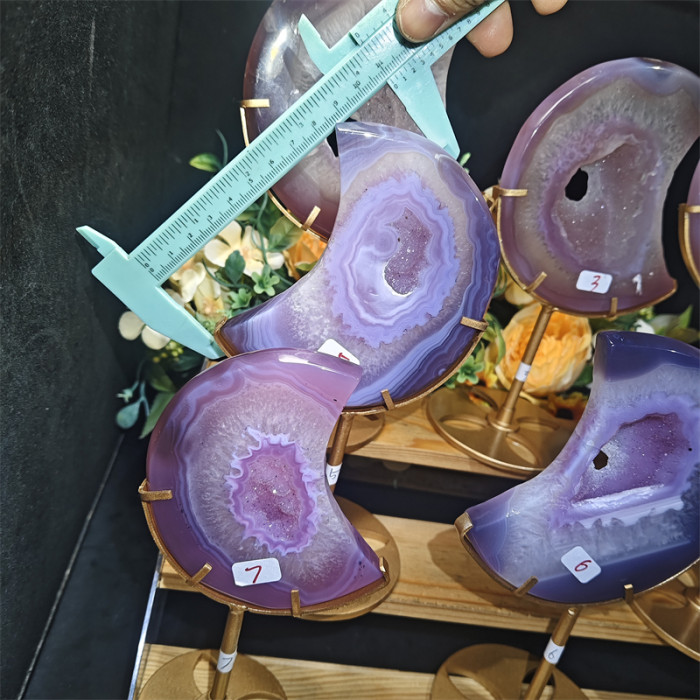 Wholesale natural pink agate Druzy crystal moon crystal healing stone home decoration