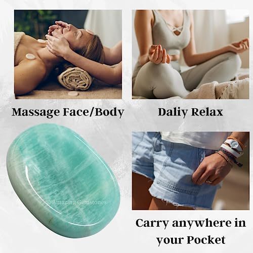 Green Jade Aventurine Worry Stone Crystals and Healing Stones - Worry Stones for Stress Relief Gifts - Piedra Crystal Fidget for Meditation - Unique Stocking Stuffers and Birthday Gifts for Women, Men