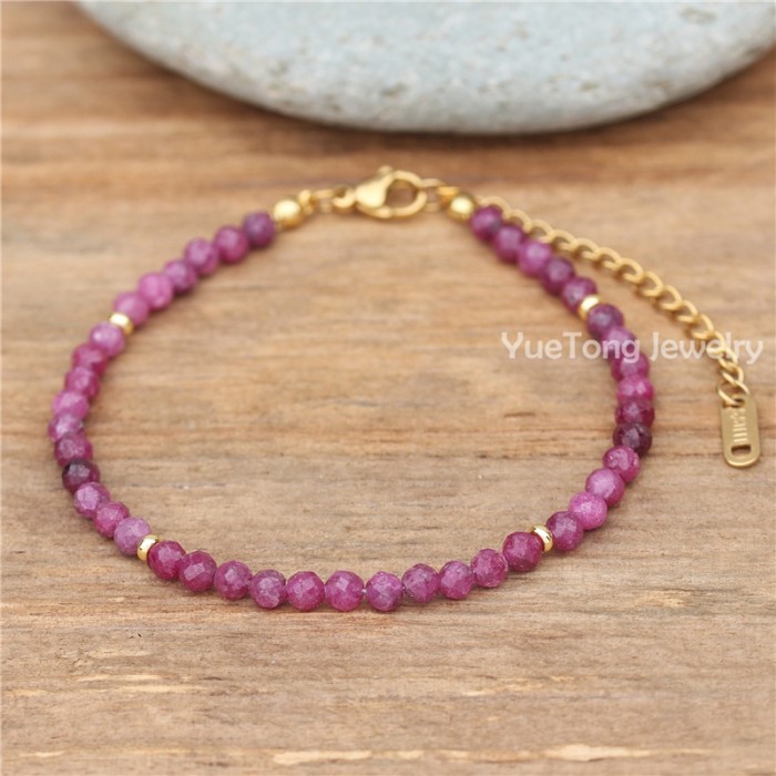 Wholesale of 18K. 4mm faceted gemstone beads, exquisite bracelet for women, healing crystal, simple accessories