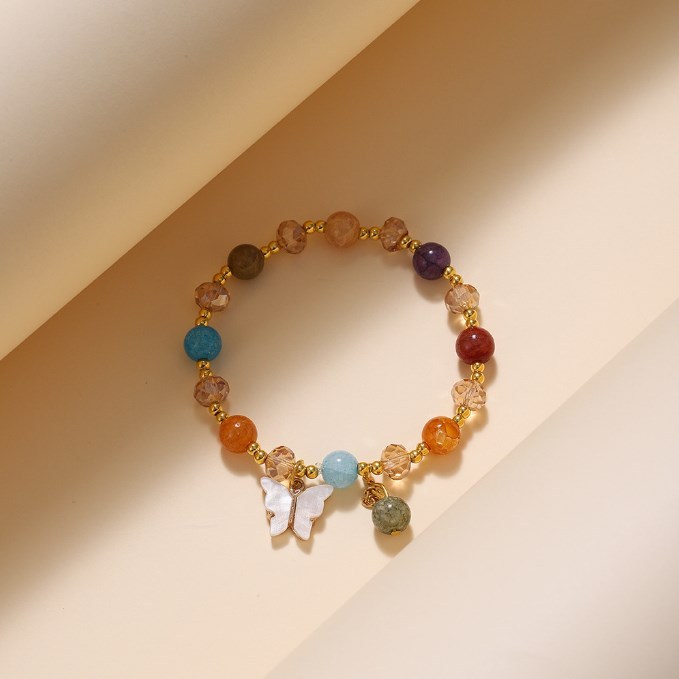 New product adjustable butterfly charm crystal glass bracelet for girls and girls with beads bracelet jewelry