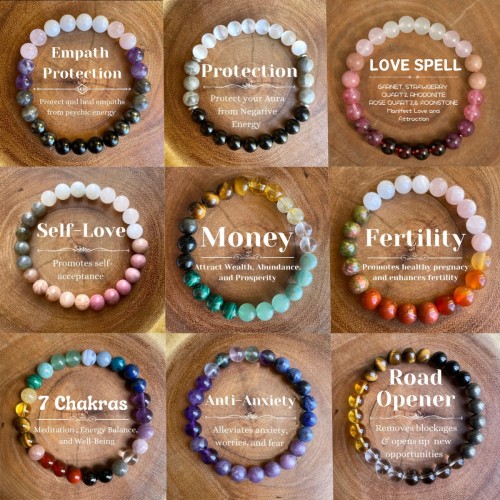 Couple gifts: Natural stone handcrafted beaded bracelets, healing crystal moonstone powder quartz bracelets, good luck jewelry gifts
