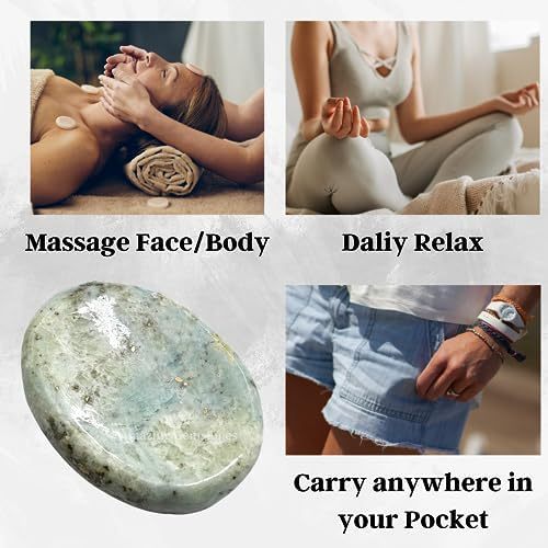 Green Jade Aventurine Worry Stone Crystals and Healing Stones - Worry Stones for Stress Relief Gifts - Piedra Crystal Fidget for Meditation - Unique Stocking Stuffers and Birthday Gifts for Women, Men