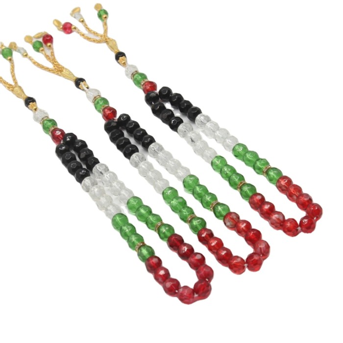 10mm Cut Glass Crystal Muslim Prayer Beads Palestine Map Bracelet Islamic Crystal Rosary Bracelet