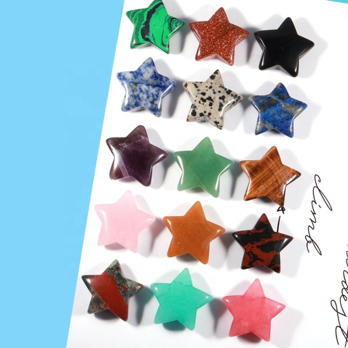 Charming hand-carved natural quartz crystal healing stone big star non-porous crystal handicraft jewelry