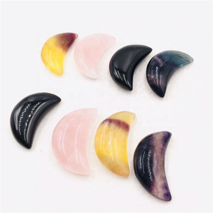 Wholesale natural high-quality carved crystal moon rose quartz moon obsidian moon handicraft gifts