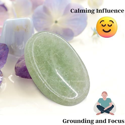Green Jade Aventurine Worry Stone Crystals and Healing Stones - Worry Stones for Stress Relief Gifts - Piedra Crystal Fidget for Meditation - Unique Stocking Stuffers and Birthday Gifts for Women, Men