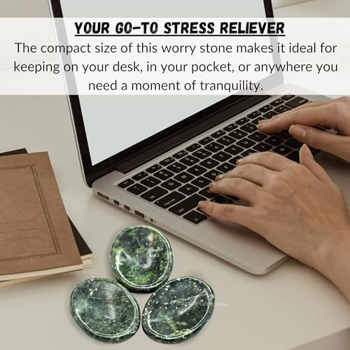 Green Jade Aventurine Worry Stone Crystals and Healing Stones - Worry Stones for Stress Relief Gifts - Piedra Crystal Fidget for Meditation - Unique Stocking Stuffers and Birthday Gifts for Women, Men