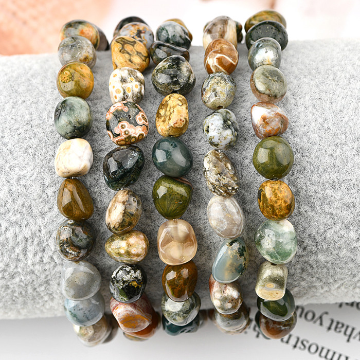 Natural genuine Marine jadeite therapeutic crystal, natural Marine jadeite rolling block bracelet, jewelry, ladies and men's gifts