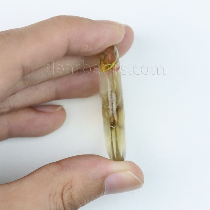 Natural gemstone quartz, palm carving handicraft frosted quartz 45x35x8MM