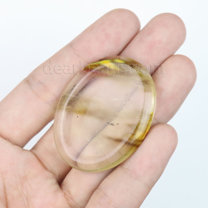 Natural gemstone quartz, palm carving handicraft frosted quartz 45x35x8MM